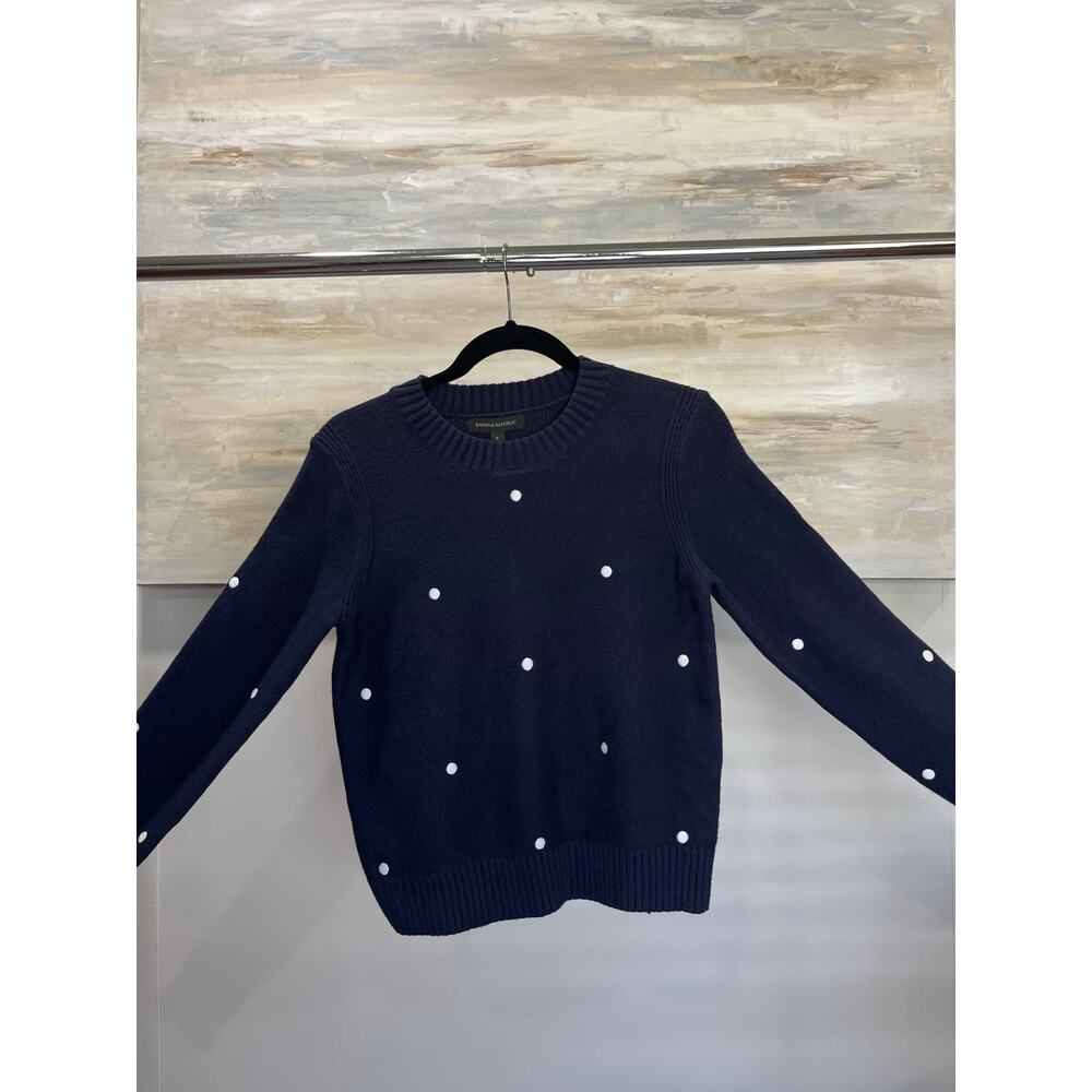 NEW Banana Republic Blue Size S Cotton Embroidered Sweater